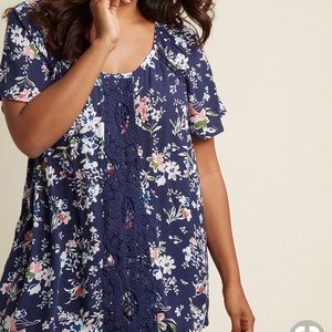 Blue floral boho top